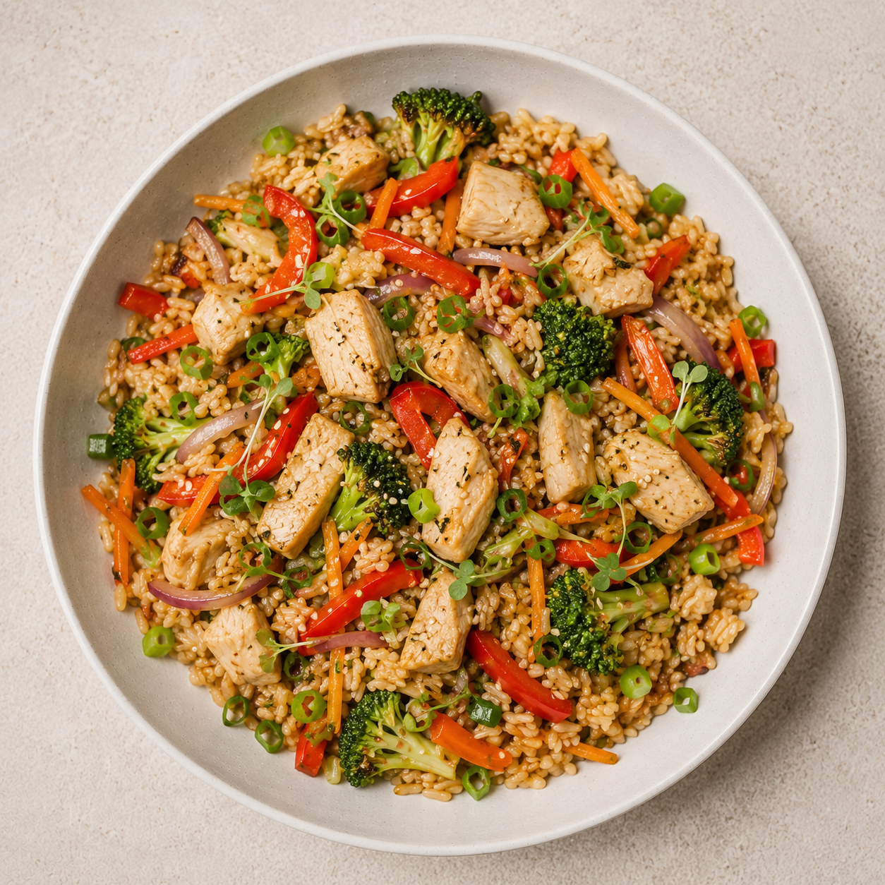 Wok oriental de pollo al teriyaki